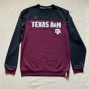 Adidas Men’s Texas A&M Black and Maroon Pullover Crewneck Sweater Size Small